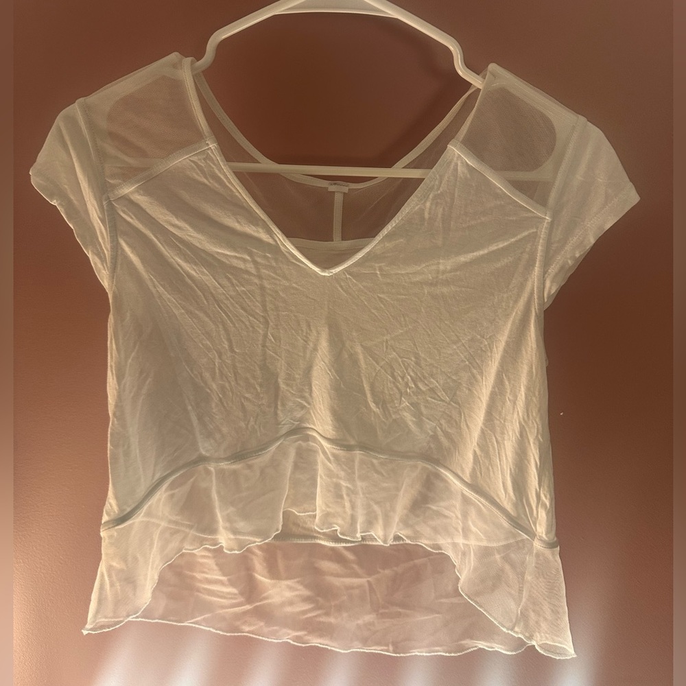 Alo yoga mesh white crop top